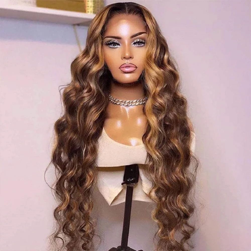 Uveous Highlight Ombre Lace Front Wig 22 Inch details of hair texture