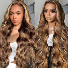 Uveous Ombre Lace Front Wig styled in a high ponytail