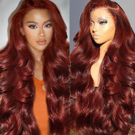Uveous Reddish Brown Lace Front Wig front view