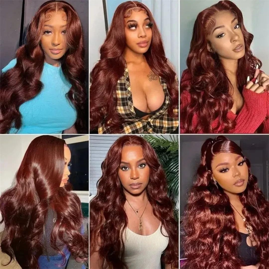 Uveous Reddish Brown Lace Front Wig showing adjustable straps