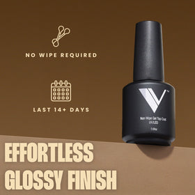 V Beauty Pure No Wipe Gel Top Coat 15ml application on nails