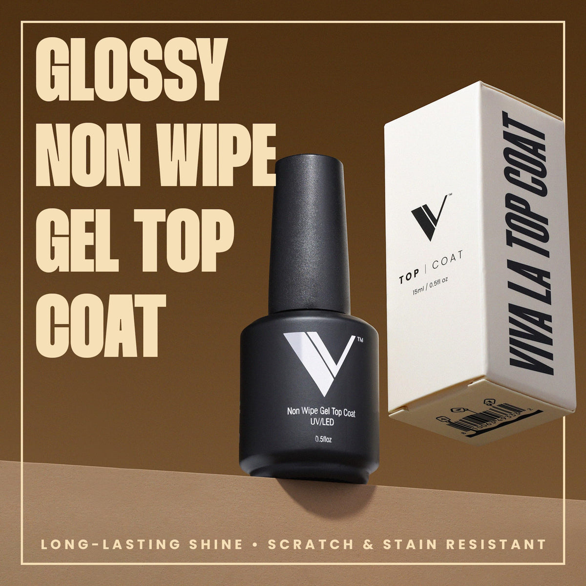 V Beauty Pure No Wipe Gel Top Coat 15ml bottle with glossy finish