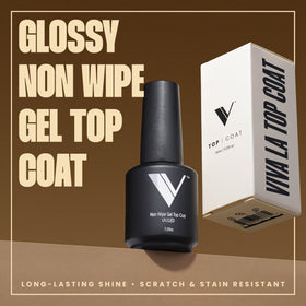 V Beauty Pure No Wipe Gel Top Coat 15ml bottle with glossy finish