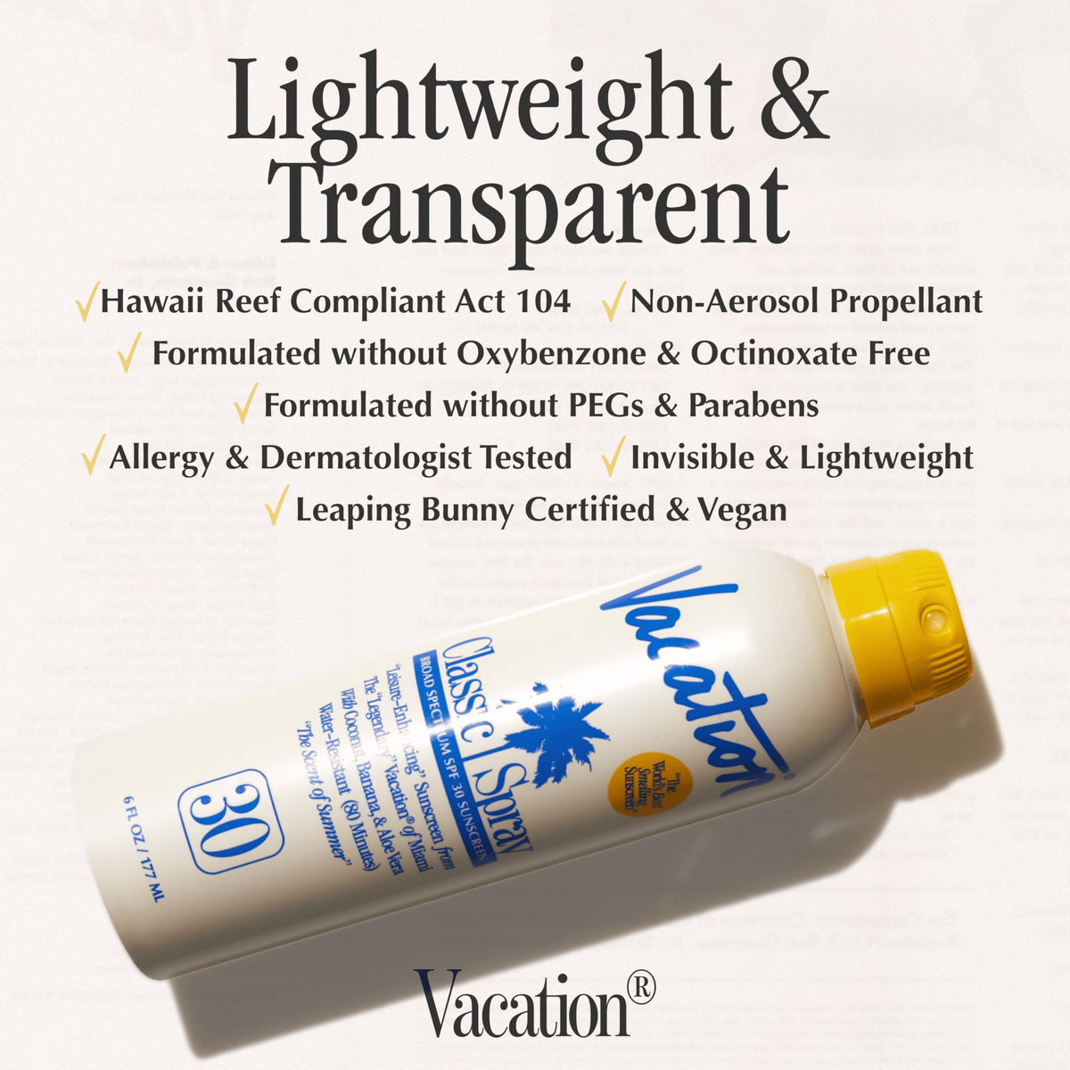 VACATION Classic SPF 30 Sunscreen Spray in outdoor setting