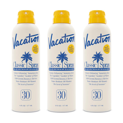 VACATION Classic SPF 30 Sunscreen Spray pack of 3, front view
