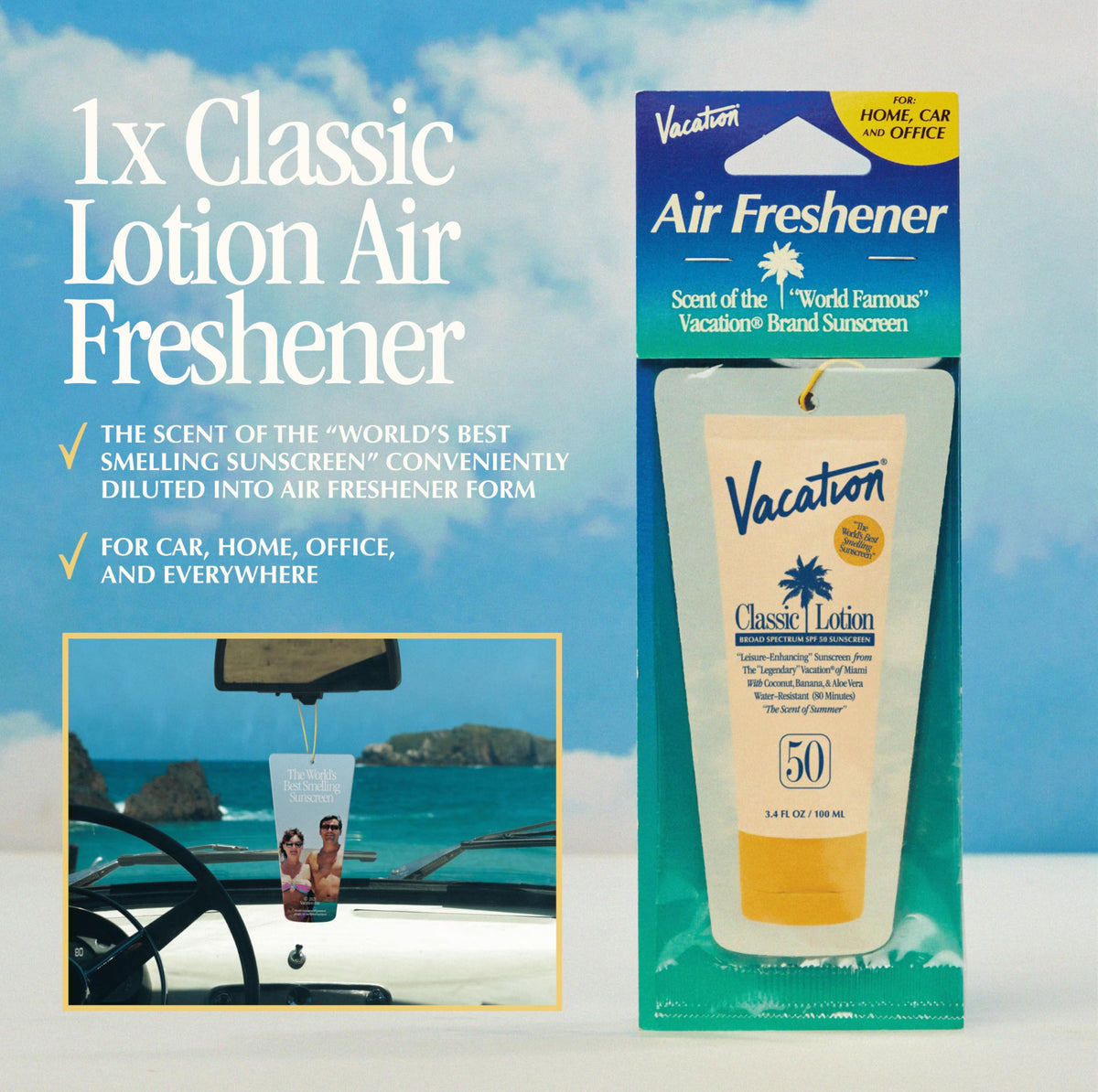VACATION Classic SPF 50 Sunscreen Lotion bottle side view