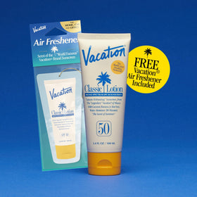 VACATION Classic SPF 50 Sunscreen Lotion close-up of cap