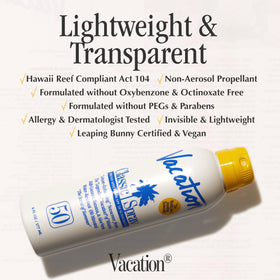 VACATION Classic SPF 50 Sunscreen Spray application demonstration