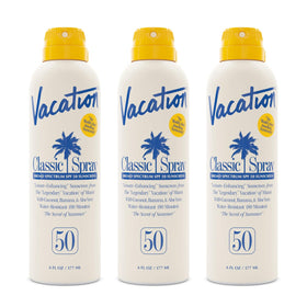 VACATION Classic SPF 50 Sunscreen Spray pack of 3 bottles front view