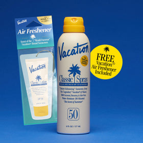 VACATION Classic SPF 50 Sunscreen Spray packaging