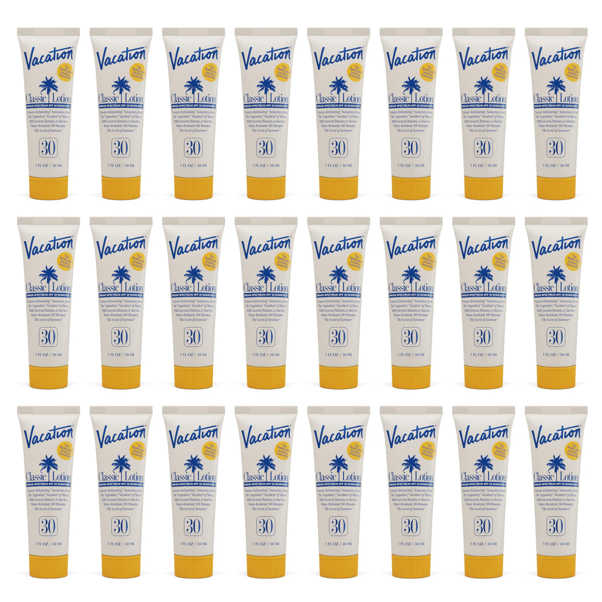 VACATION Mini Classic SPF 30 Sunscreen Lotion pack of 24 front view