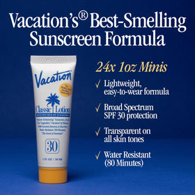 VACATION Mini Classic SPF 30 Sunscreen Lotion with coconut and banana ingredients
