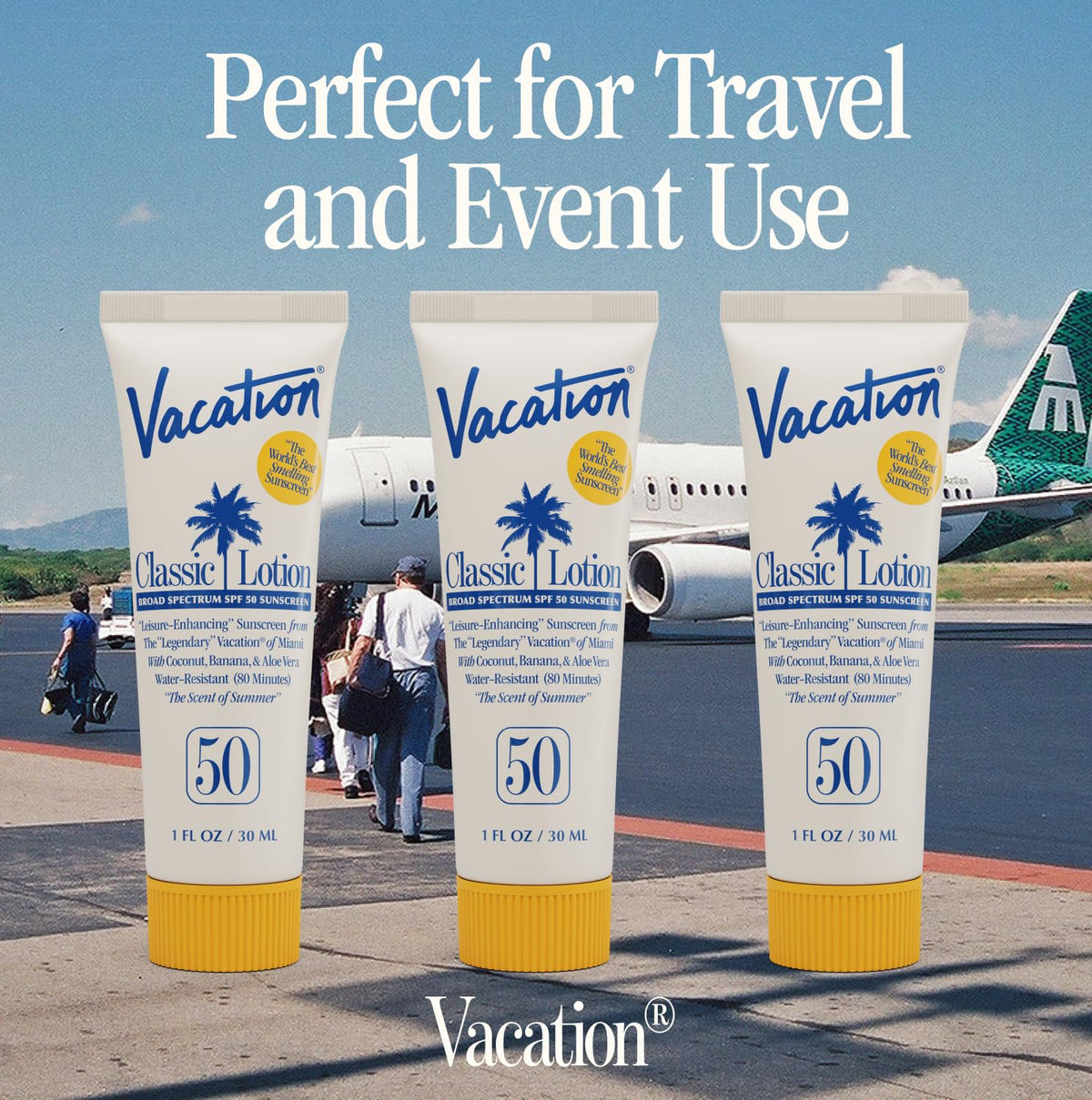 VACATION Mini Classic SPF 50 Sunscreen Lotion packaging details