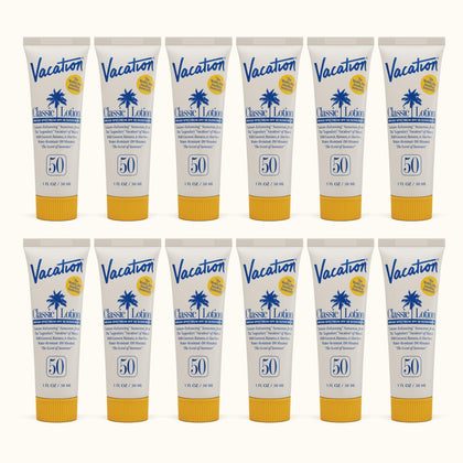 VACATION Mini Classic SPF 50 Sunscreen Lotion travel size pack of 12