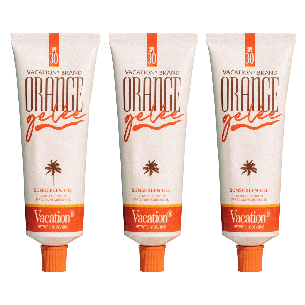 VACATION Orange Gelée SPF 30 sunscreen gel tube front view