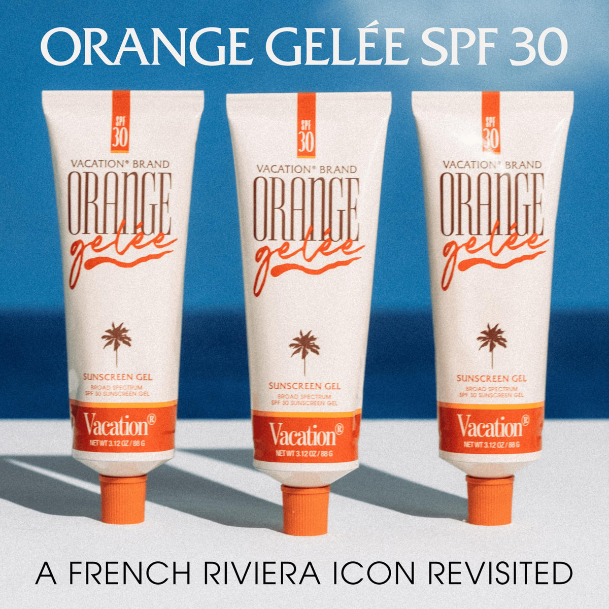 VACATION Orange Gelée SPF 30 sunscreen gel tube side view