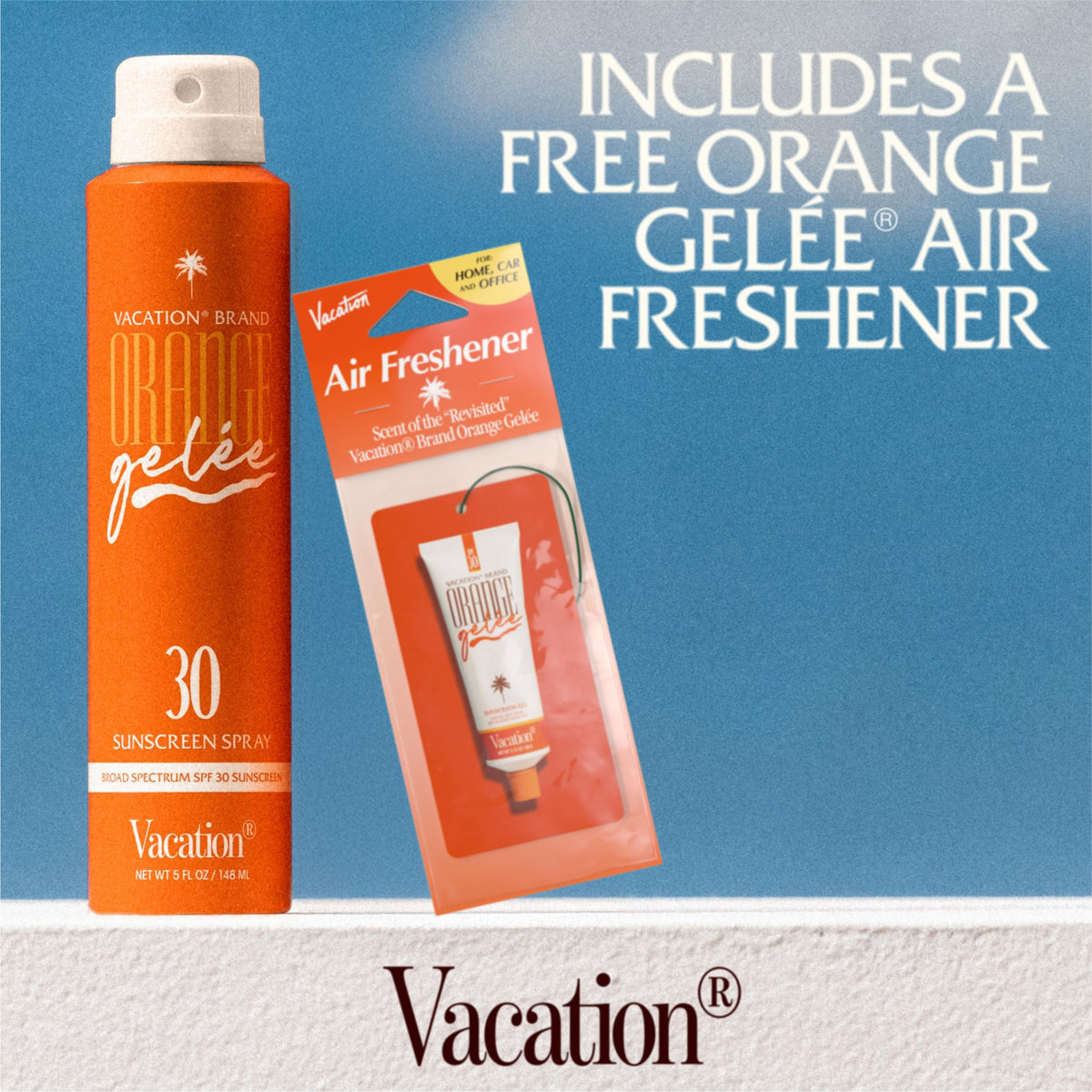 VACATION Orange Gelée SPF 30 Sunscreen Spray and Air Freshener bundle