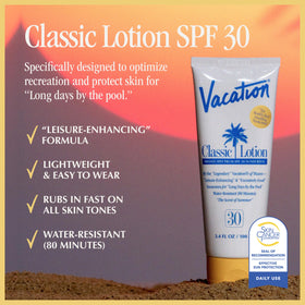 VACATION Sunscreen Lotion SPF 30 application on skin