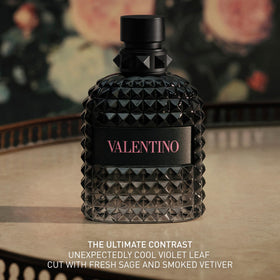 Valentino Uomo Born in Roma Eau de Toilette Spray on a wooden surface
