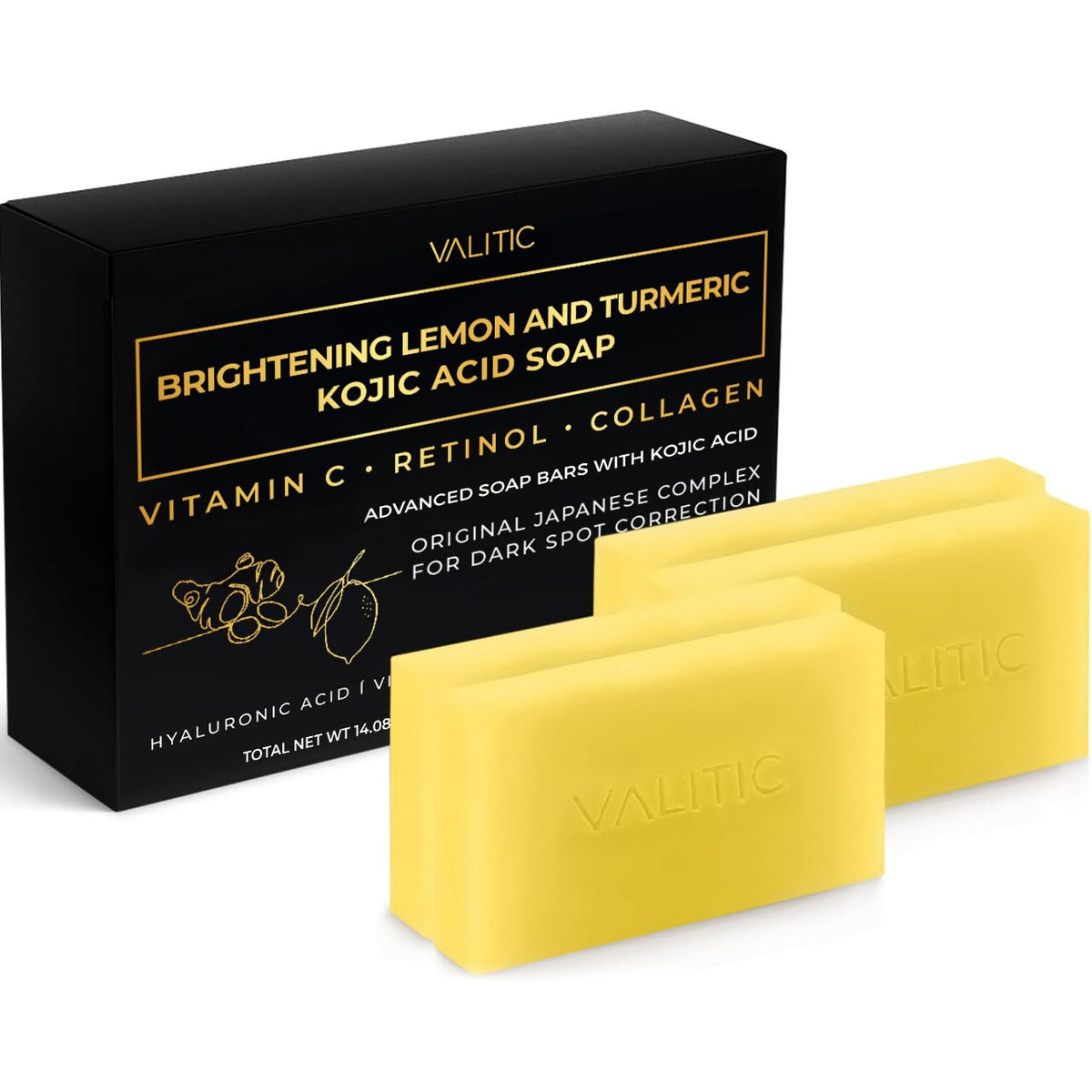 VALITIC Brightening Lemon & Turmeric Kojic Acid Soap front view