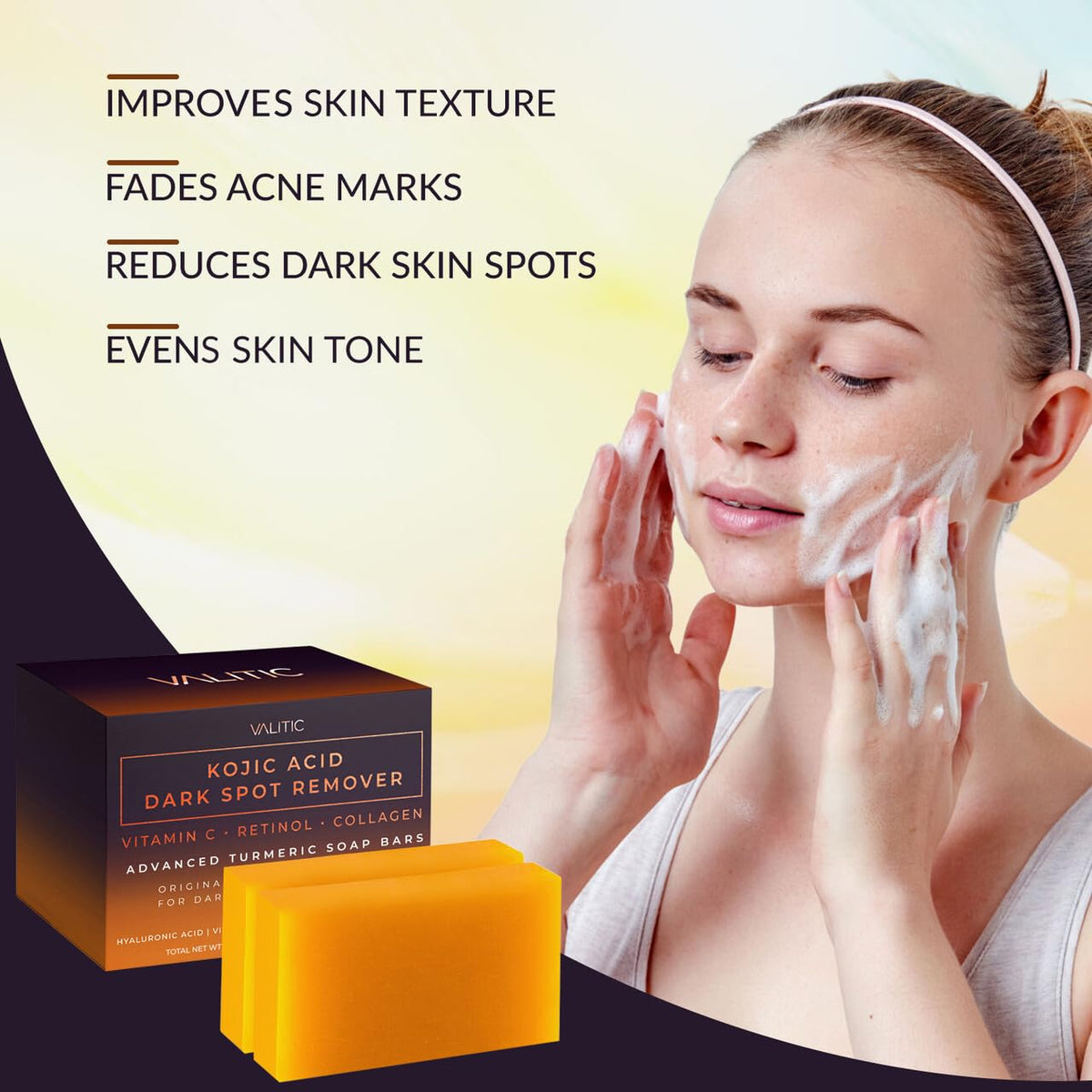 VALITIC Kojic Acid Soap bars with a bag