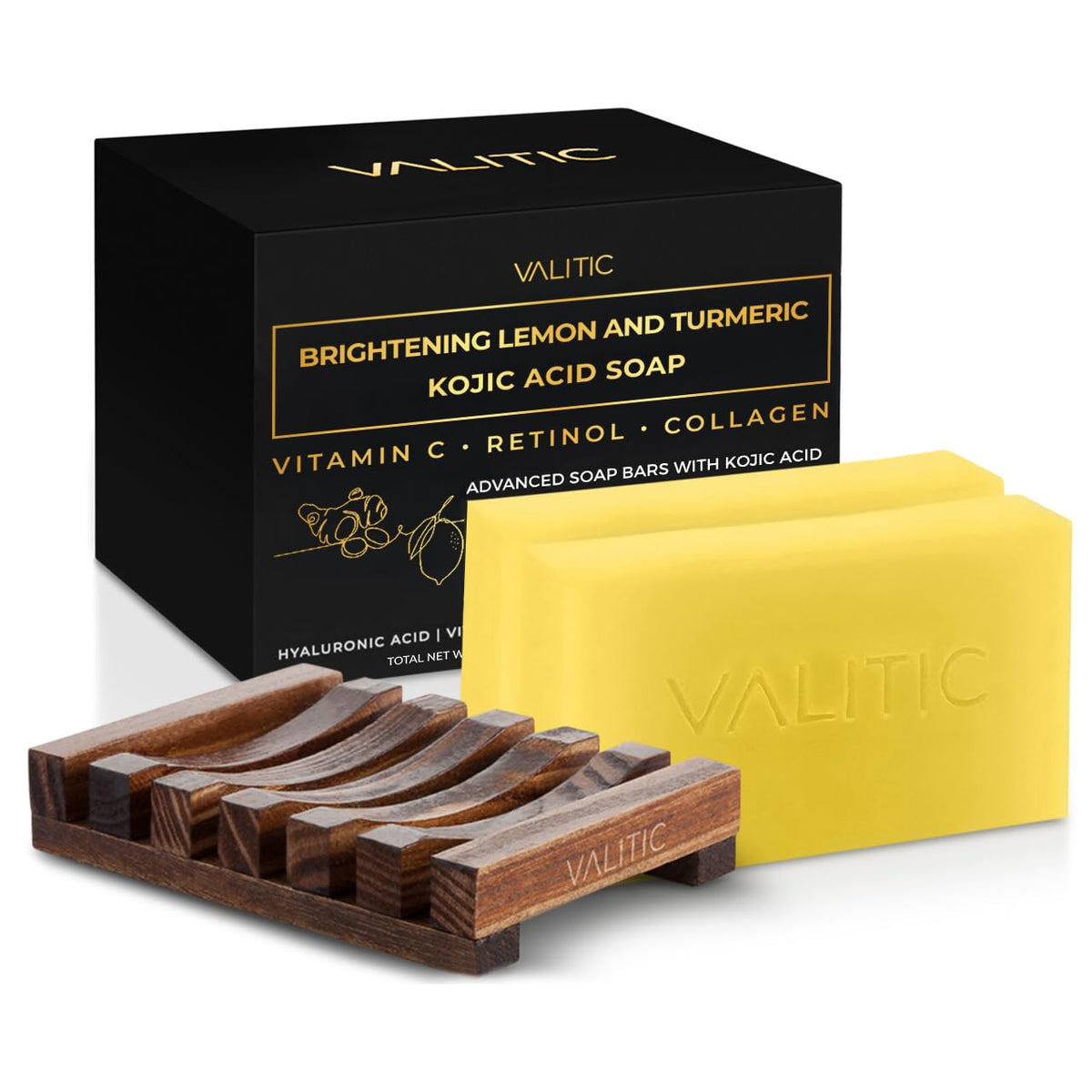 VALITIC Lemon and Turmeric Kojic Acid Soap front view