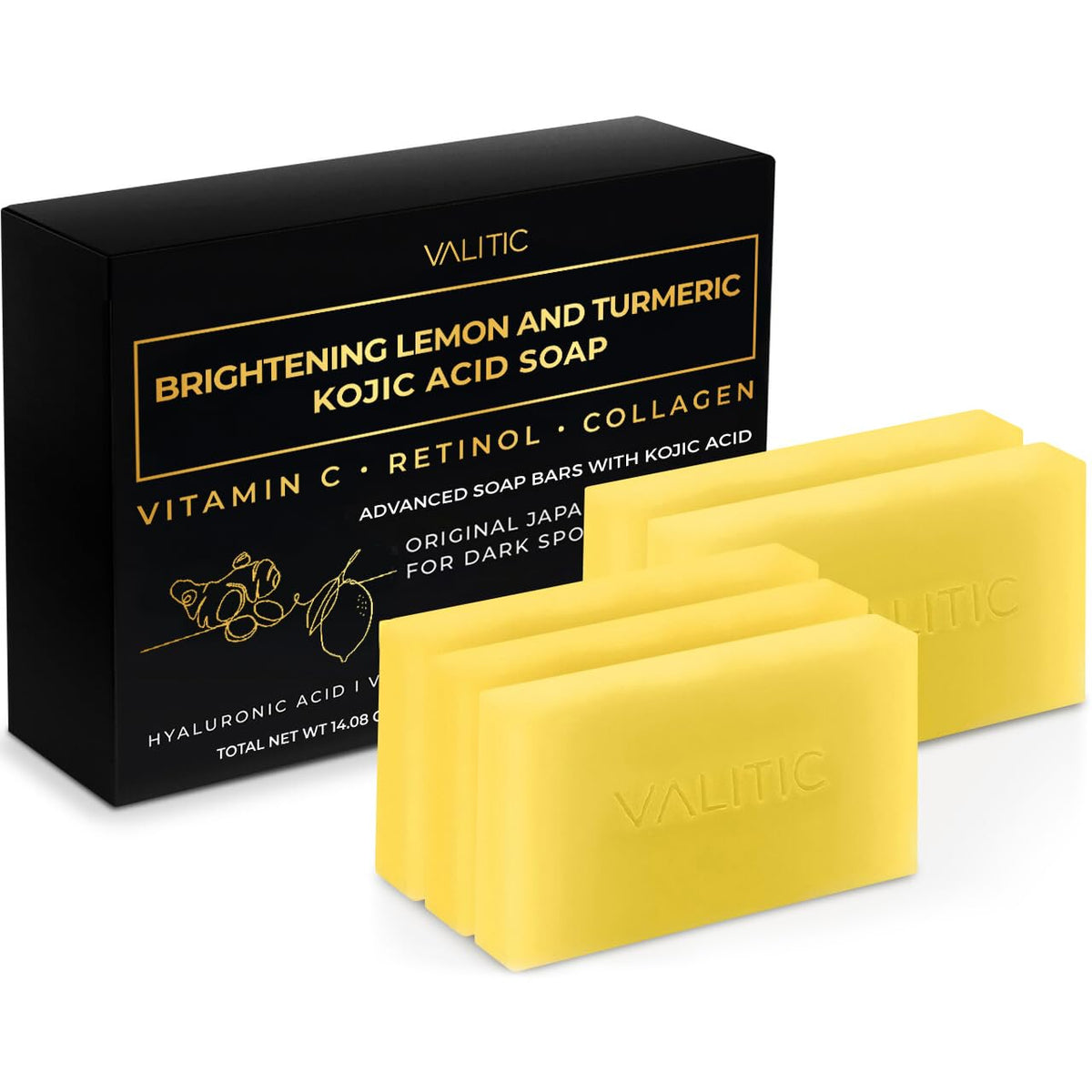 VALITIC Lemon & Turmeric Kojic Acid Soap front view