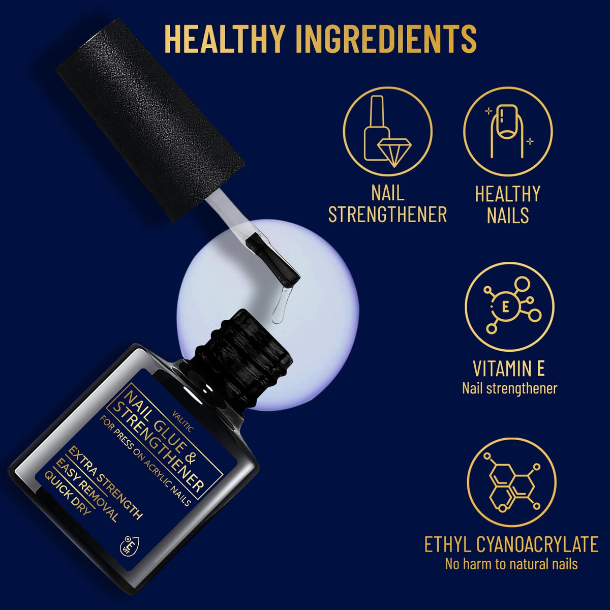 VALITIC Strong Nail Glue with press-on nails