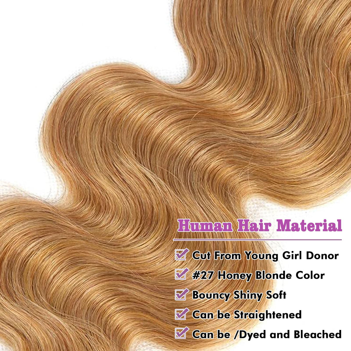 Vallbest Honey Blonde Body Wave Bundle in natural light