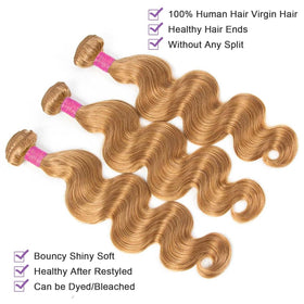 Vallbest Honey Blonde Body Wave Bundle showing length