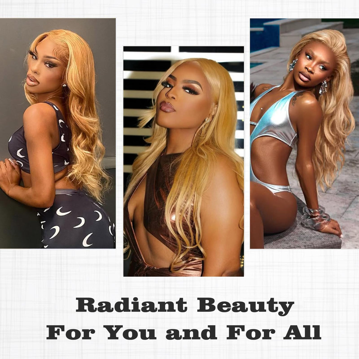 Vallbest Honey Blonde Body Wave Bundle styled on a mannequin