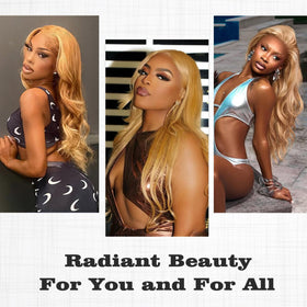 Vallbest Honey Blonde Body Wave Bundle styled on a mannequin