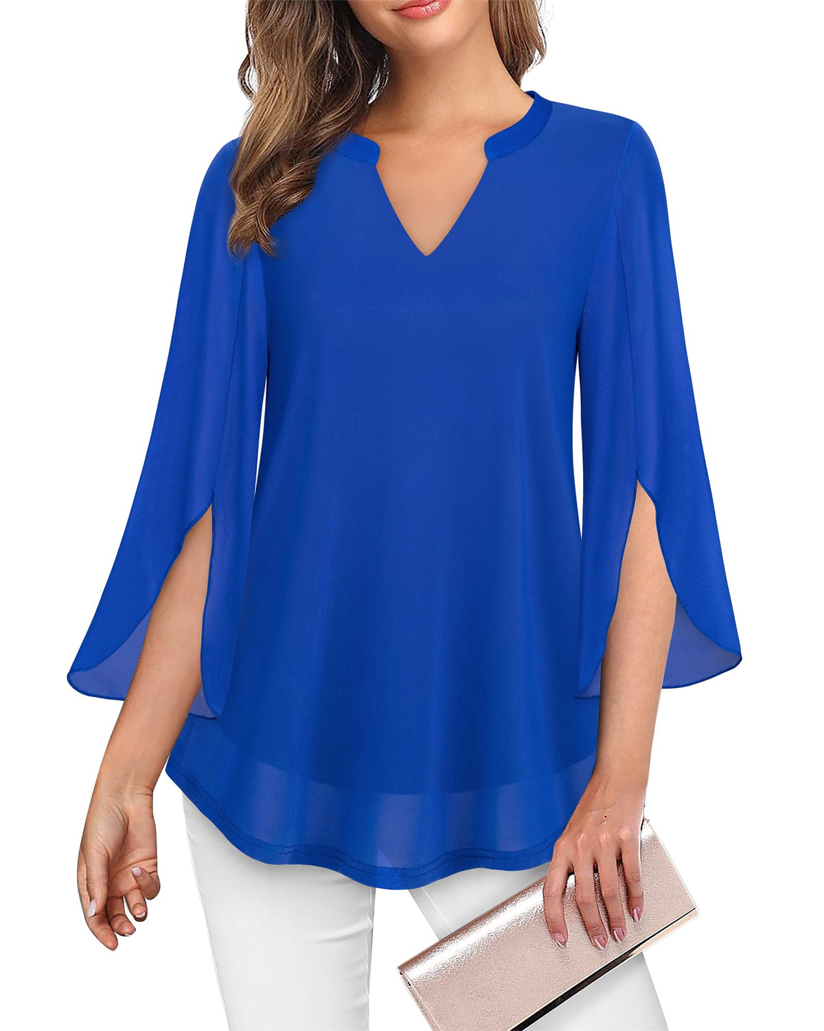 VALOLIA Floral Tunic Blouse back view with floral print
