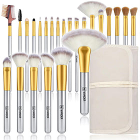 Vander 24Pcs Makeup Brush Set with cosmetic bag in champagne