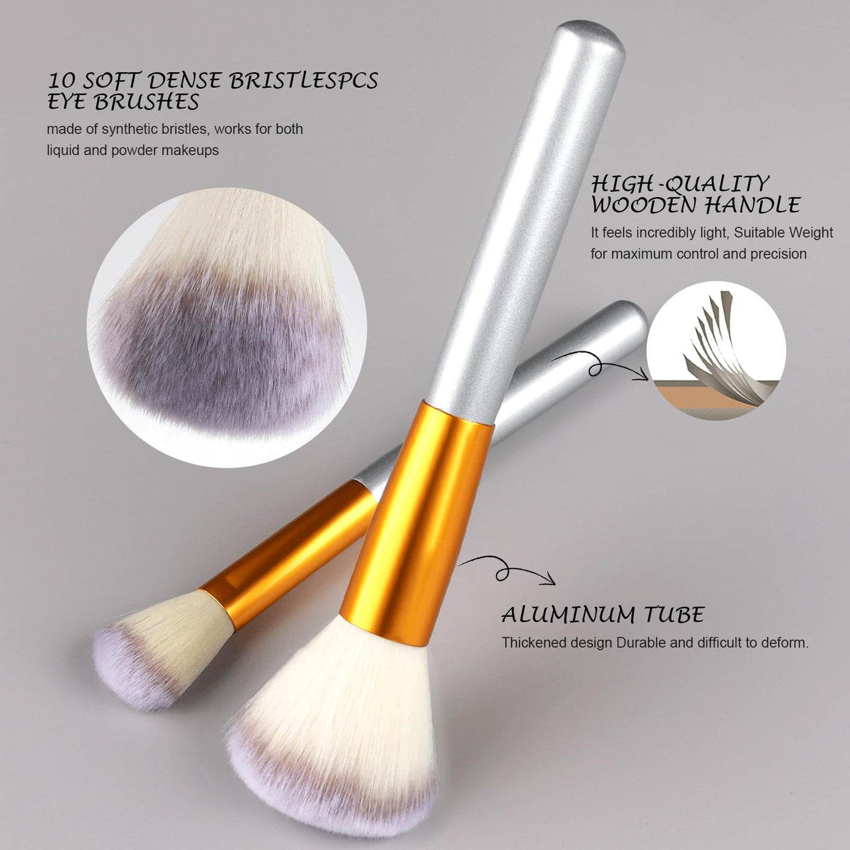 Vander makeup brushes arranged in a cosmetic bag