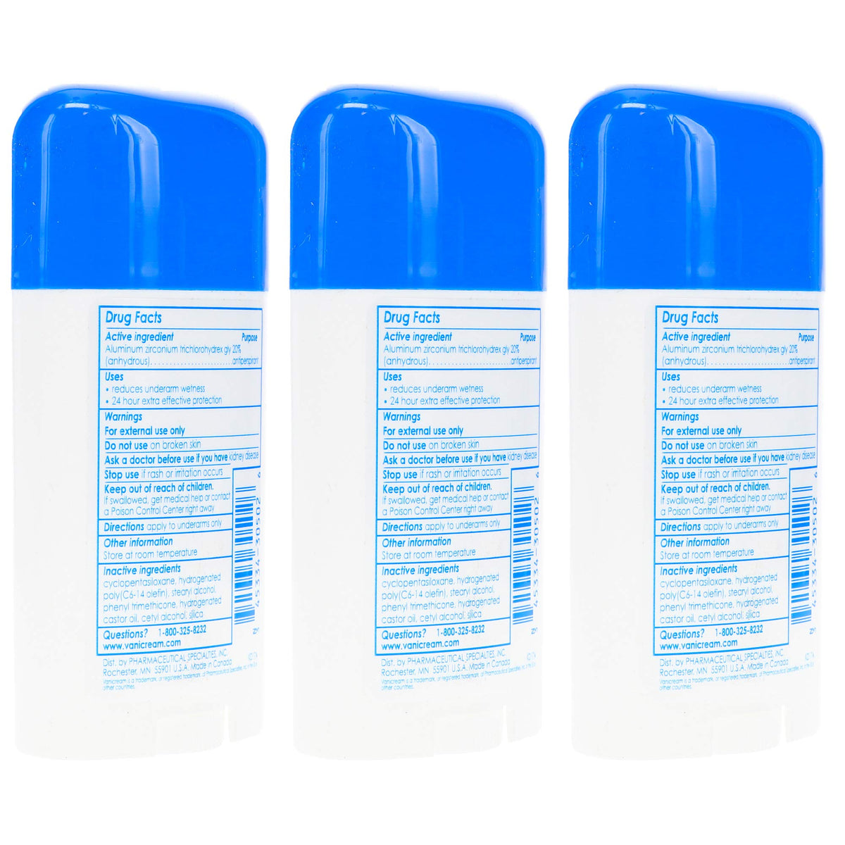 Vanicream Anti-Perspirant Deodorant ingredients list on back