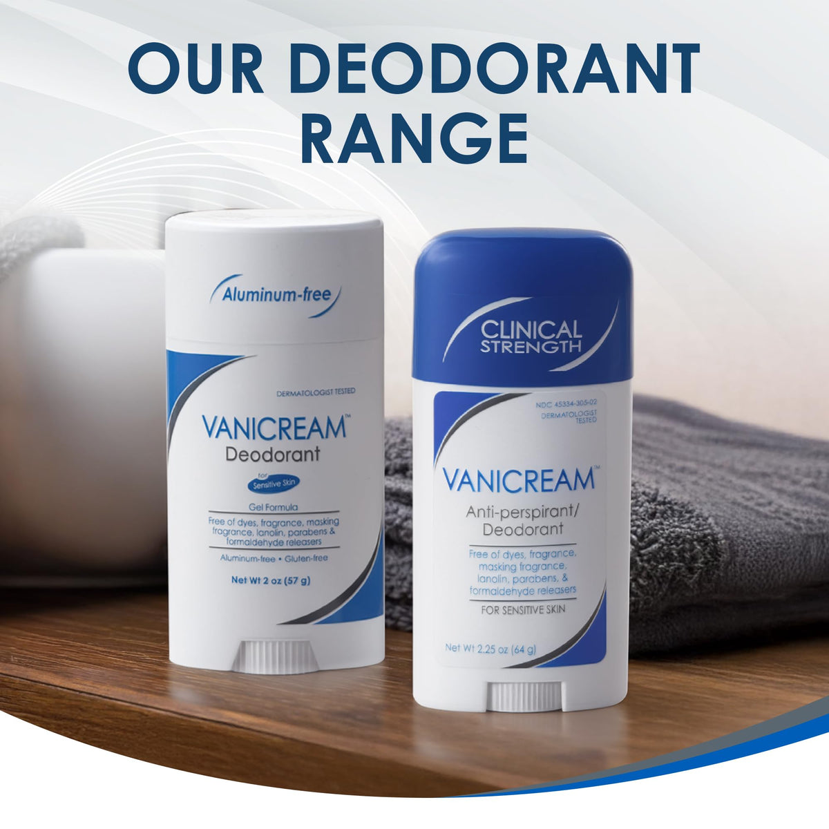 Vanicream Antiperspirant Deodorant Stick on bathroom shelf