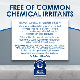 Vanicream Gentle Body Wash on bathroom shelf