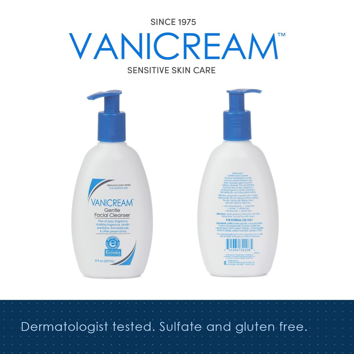 Vanicream Gentle Facial Cleanser 8 Oz back view