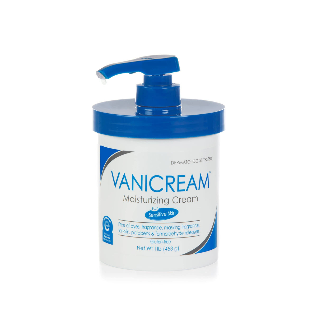 Vanicream Moisturizing Skin Cream 16 fl oz front view with pump dispenser
