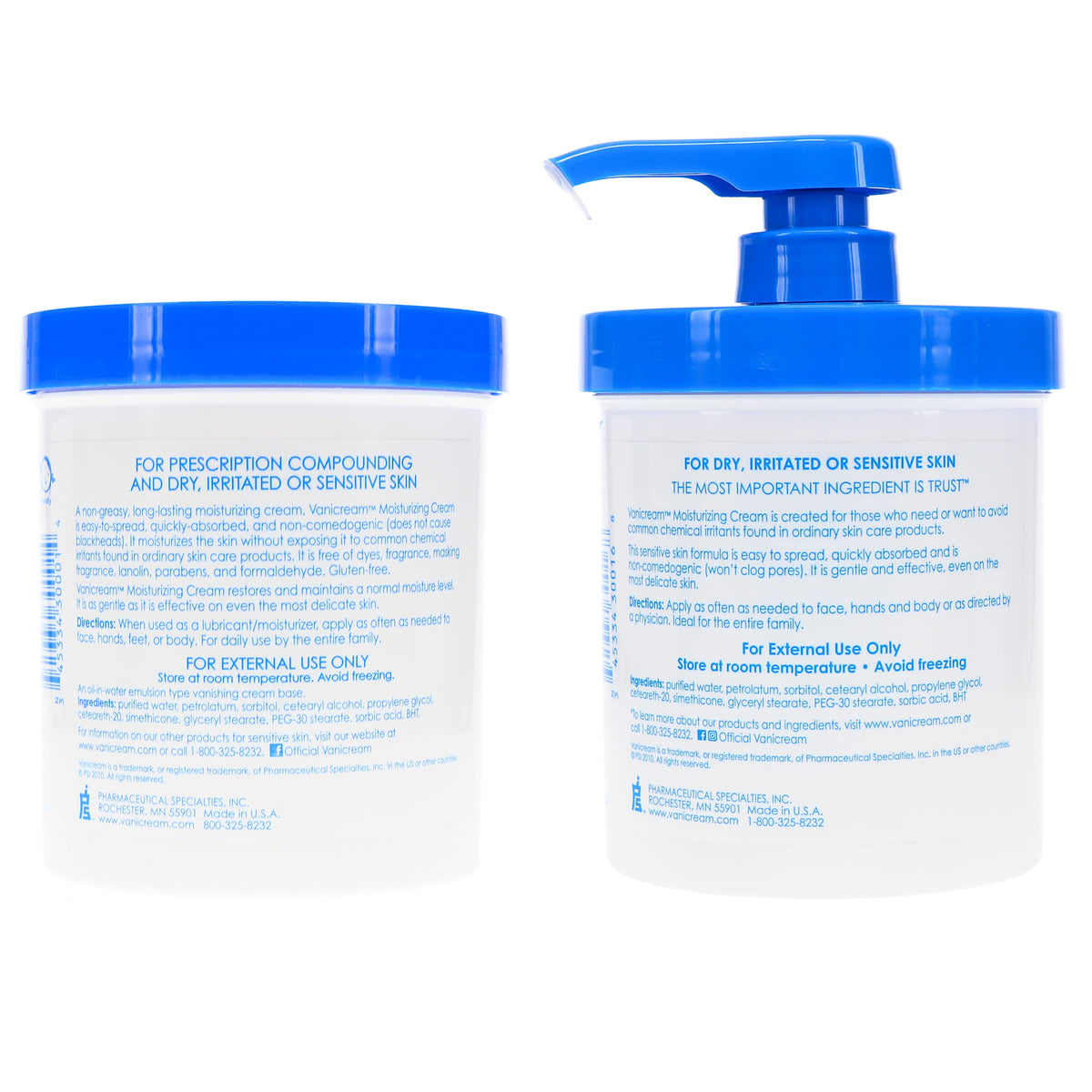 Vanicream Moisturizing Skin Cream open jar showing cream texture