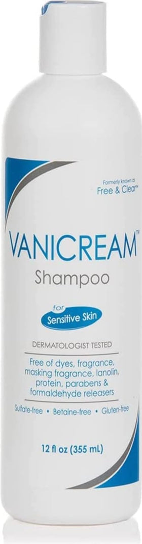 Vanicream Shampoo 12 Fl Oz front view with clear label
