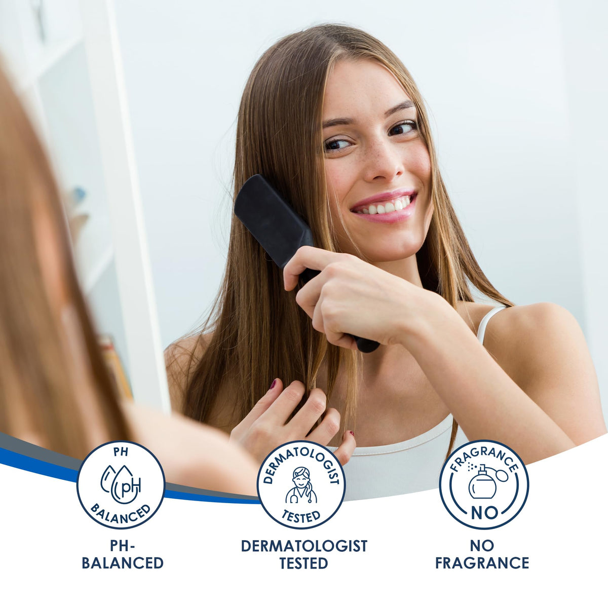 Vanicream Shampoo with lathered hair in background