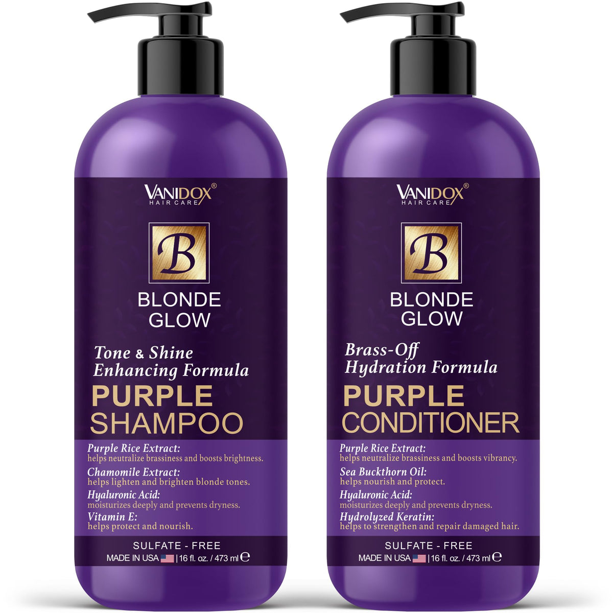 VANIDOX Purple Shampoo and Conditioner Set front view