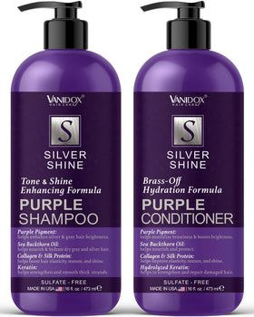 VANIDOX Purple Shampoo and Conditioner Set front view 16 fl oz bottles