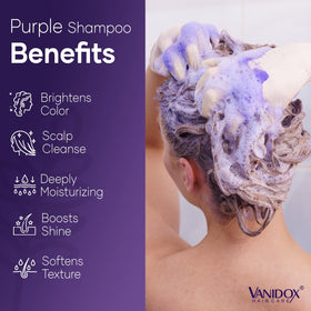VANIDOX Purple Shampoo with ingredients display