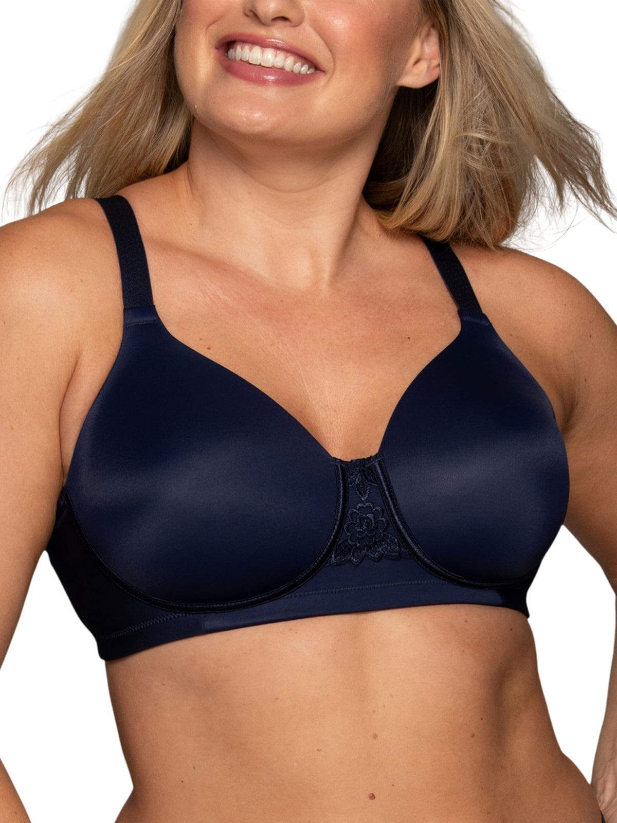 Vanity Fair Women's Beauty Back Smoothing Bra front view in navy