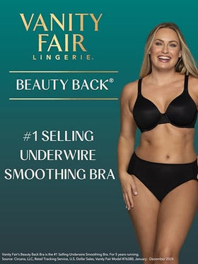 Vanity Fair Women's Full Figure Beauty Back Smoothing Bra displayed with cosmetic bag