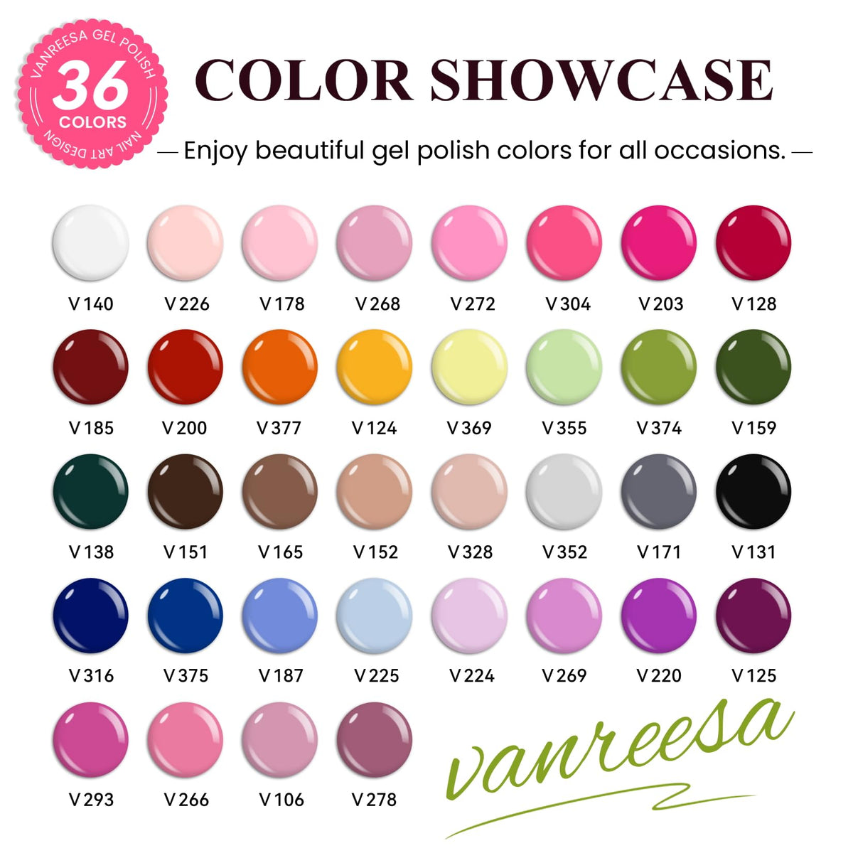 VANREESA 36 colours gel nail polish bottles display