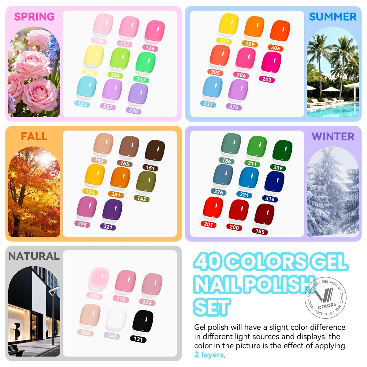 VANREESA gel nail polish bottles in various colours